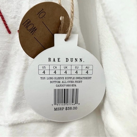 Rae Dunn SANTA’S HELPER Christmas Leggings Long Sleeves Ruffle Kids Sweatshirt - Picture 6 of 7